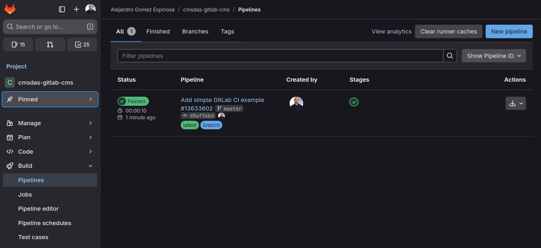 Gitlab CI Pipeline Example